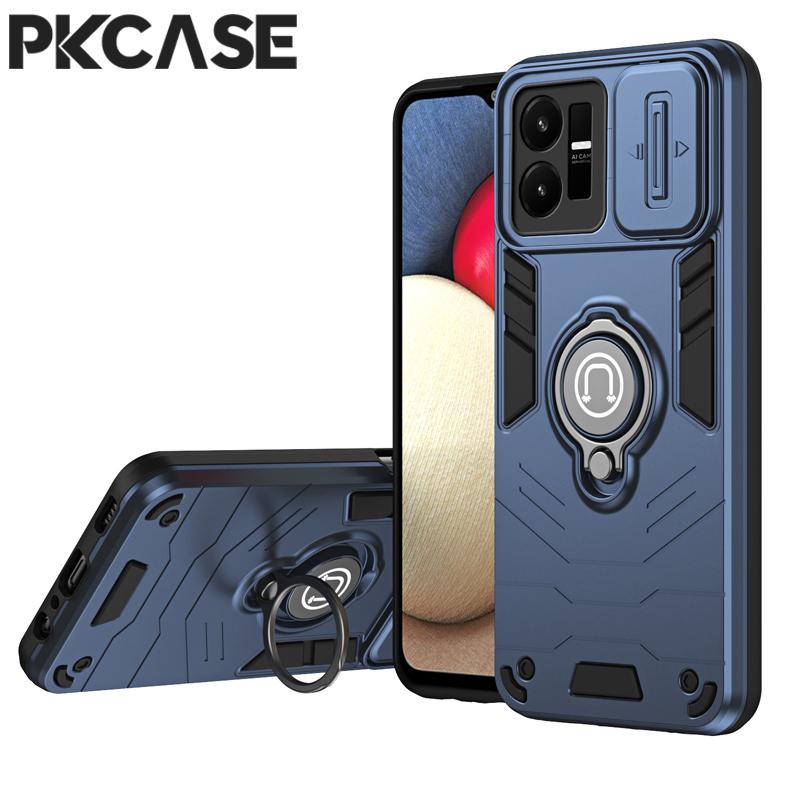 

PKCASE Чехол-слайдер с толкаемым окном для VIVO Y200E Y200 Y100 Y56 Y36 Y17 Y16 S17 S18 V30 V29 V27 Pro V25 V25E X80 Lite Чехол-подставка vivo V25 синий