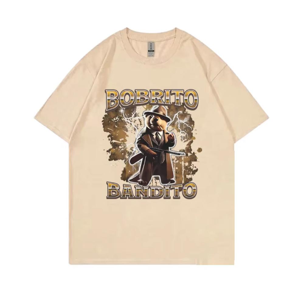 Italienische Brainrot Bobrito Bandito T-Shirts Capybara Lustiges Meme T-Shirt Unisex Damen Mode Lässig Humor Übergroß Männlich Kurzarm