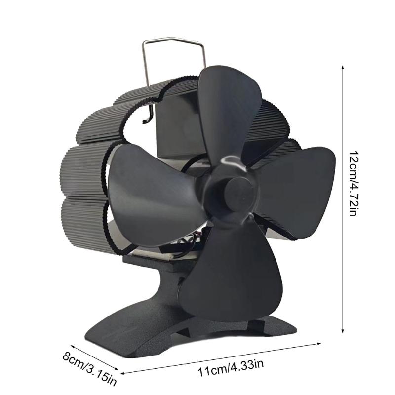 Aluminium 4 Blätter Wärmegetriebener Kaminofenventilator für Holzverbrennung Zirkulierend Warmer Kaminventilator Wärmegetriebener Ventilator