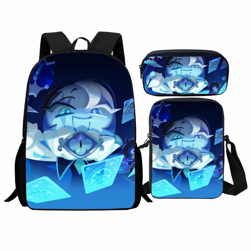 Printed Cookierunkingdom Cookie Kingdom Student School Bag Three-Piece Cartoon Backpack Men And Women pencil bag