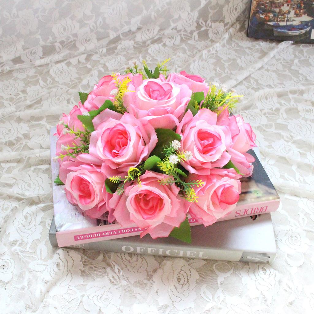 Künstliche Blumenkugel Realistisch 15 Köpfe Blumenkugel Arrangement für Hochzeitsmittelstück Dekoration