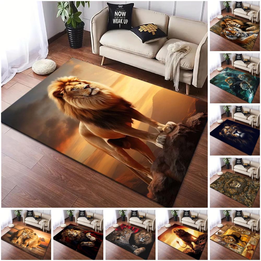 1PC Lion pattern printed Carpet Rug for Living Room Bedroom Home Sofa Decoration,Non-slip Floor Mat Floor mat