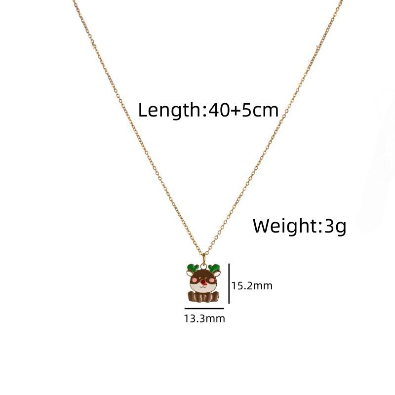 Titanium Steel 14K Gold Santa Claus Pendant Necklace - Cute Cartoon Christmas Series