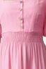 Women's Style Dress Pink Square Neck Maxi Woven Dress with Opening Waist and Back Detail
