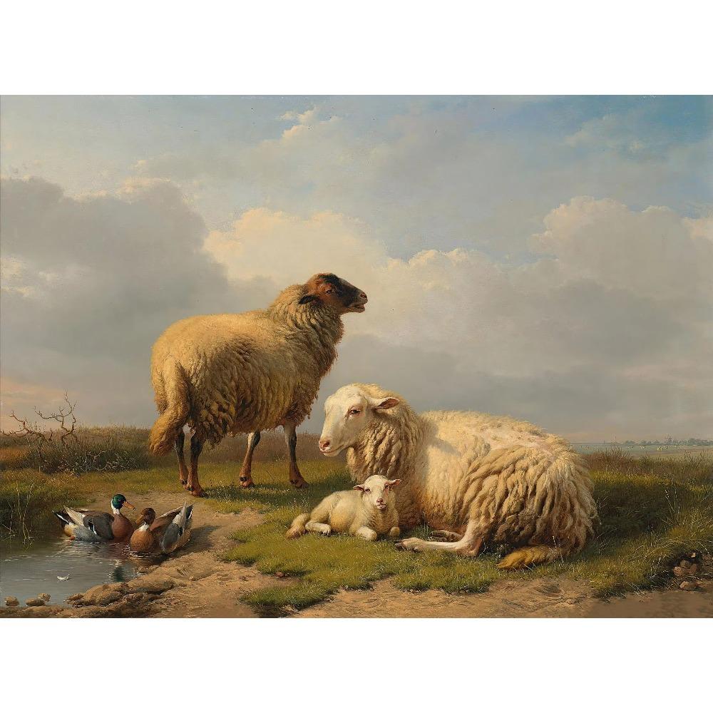 Vintage Country Farmhouse Art Shepherd Elk Hare Lamb Wildlife Poster Canvas Paintings Wall Art Pictures Home