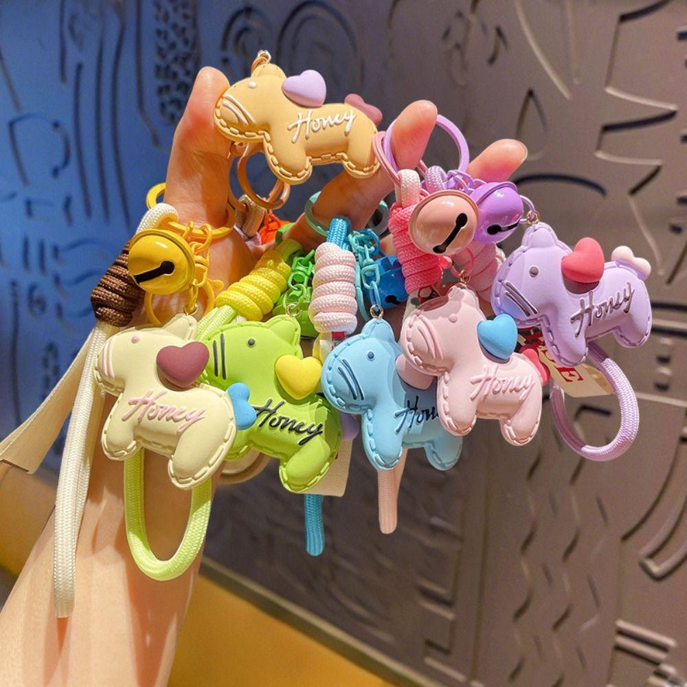 Candy Color Pony Resin Keychain Cute Design Horse Pendants Zodiac Pony Doll  Keychain Accessory