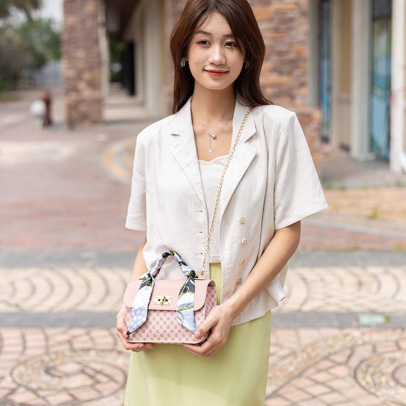 Bag women's bag printed plaid small square bag new women's niche hand carry one shoulder messenger bag