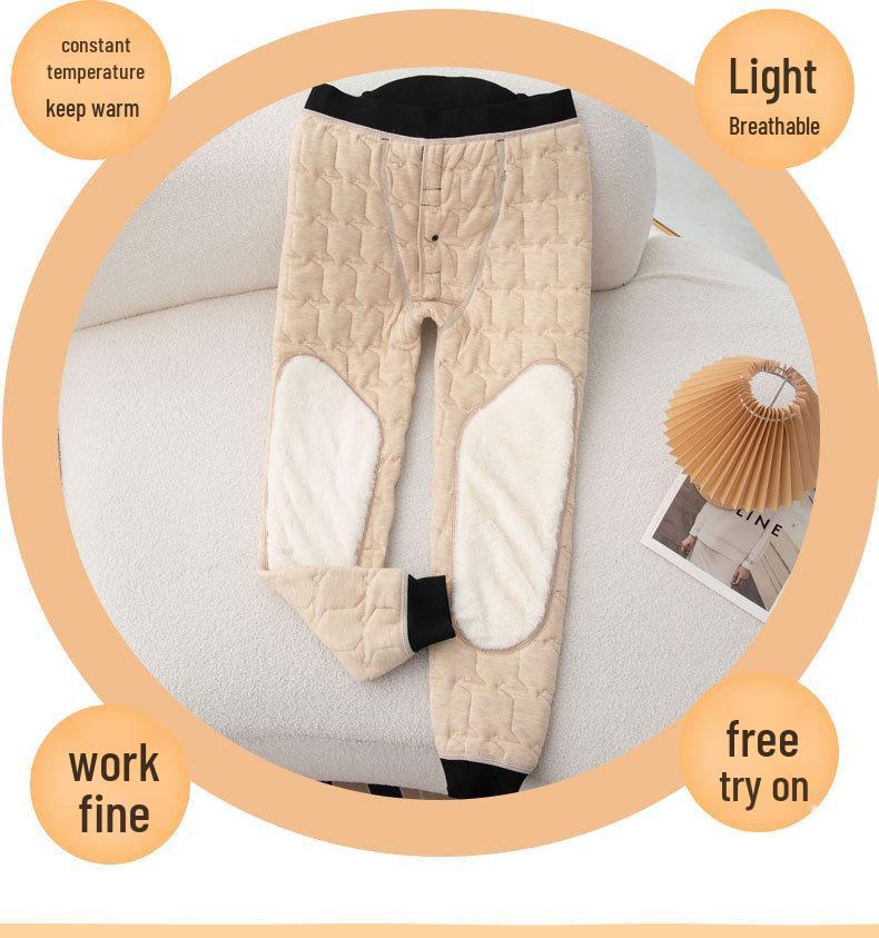 Men's High Waist Extra Thick Thermal Wool Pants with Fleece Lining for Winter