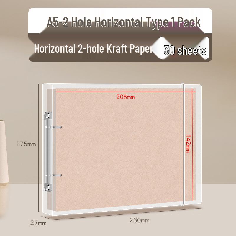 Thickened Kraft Paper A5 Photo Album with Six-Hole and Four-Hole Binder Refill Pages