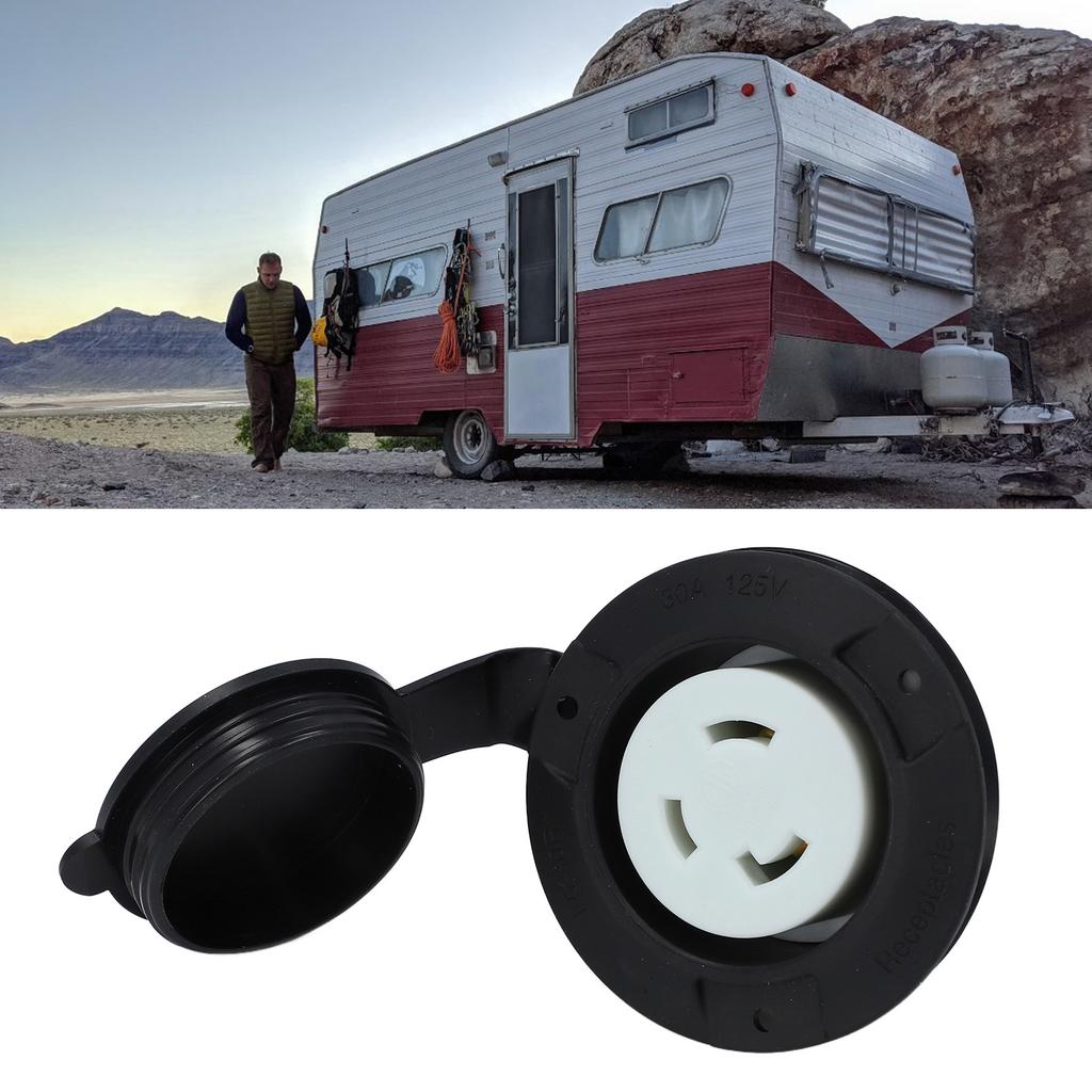 Flanged Outlet 30 Amp RV Power Flanged Outlet Locking Receptacle 125V NEMA L5-30R 2 Pole 3 Wire Electrical Socket