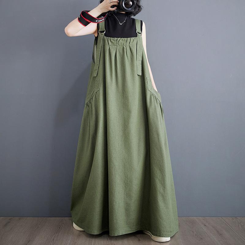 Japan and South Korea Large Size Women's Clothing Spring and Summer Medium and Long Strap Skirt Women's Loose and Thin Denim Strap Skirt Bigswingdress