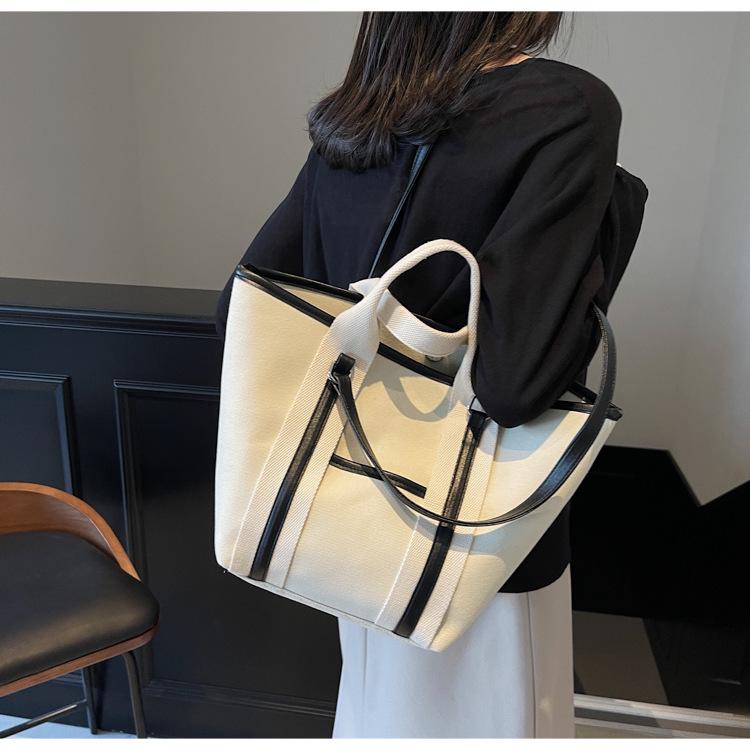 Women's 2025 Canvas Shoulder Tote Bag - High-Capacity, Handbag & Commuter Style