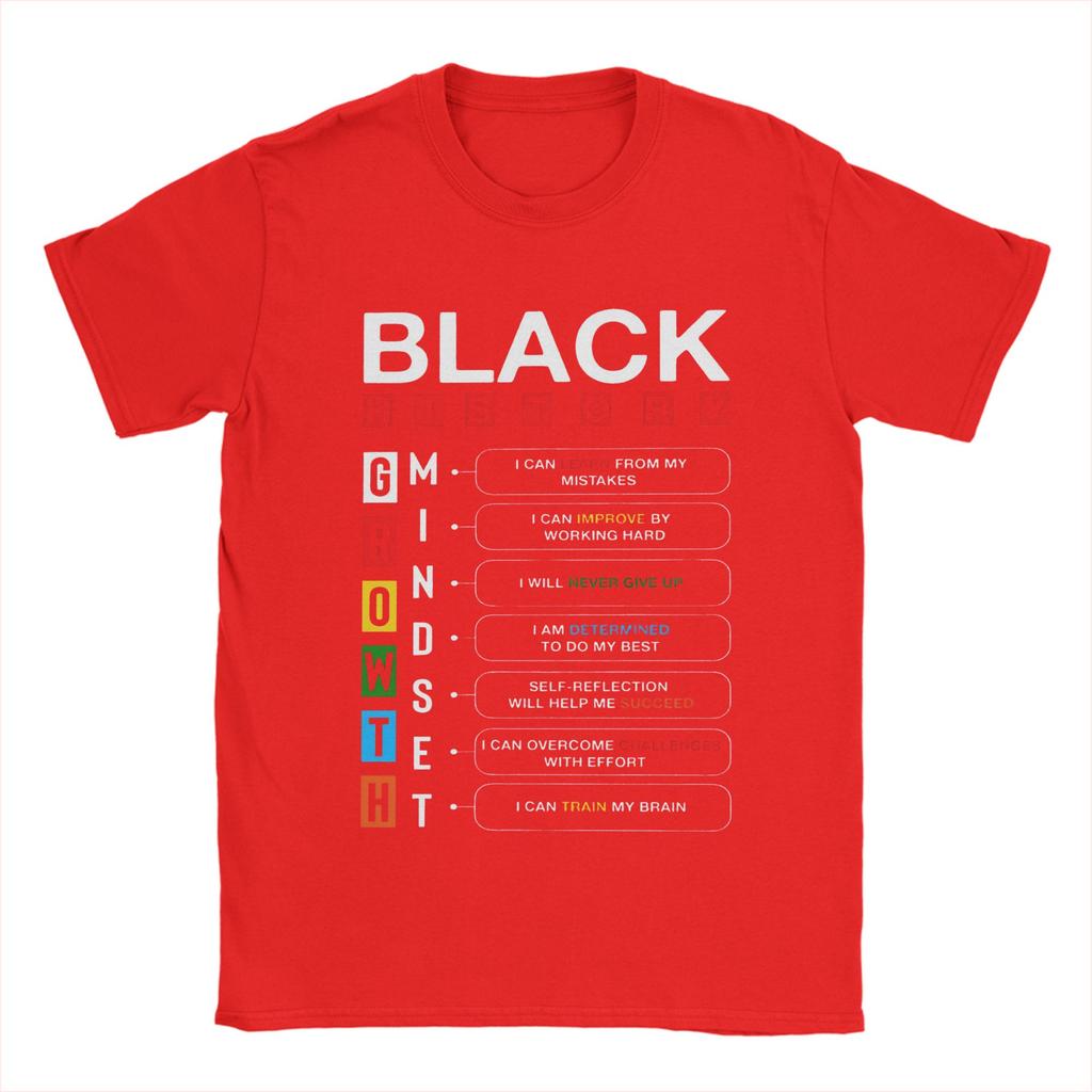 Novelty Black History Growth Mindset TShirts Unisex Round Neck Pure Cotton T Shirt Short Sleeve Tees Classic Tops