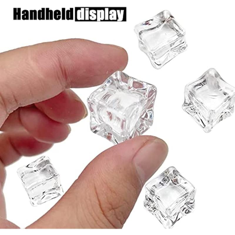 Fake Ice, Clear Fake Ice Cubes Acrylic, 17 Mm 100 PCS Acrylic Decorative Ice Cubes for Photography Accessories Props Decoration Vase Fillers