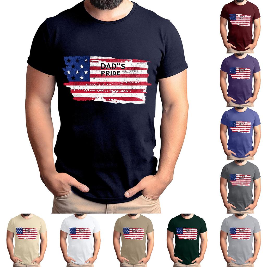 Men's Father's Day Flag Printed T-Shirt Men's Loose Casual Short Sleeve Top
