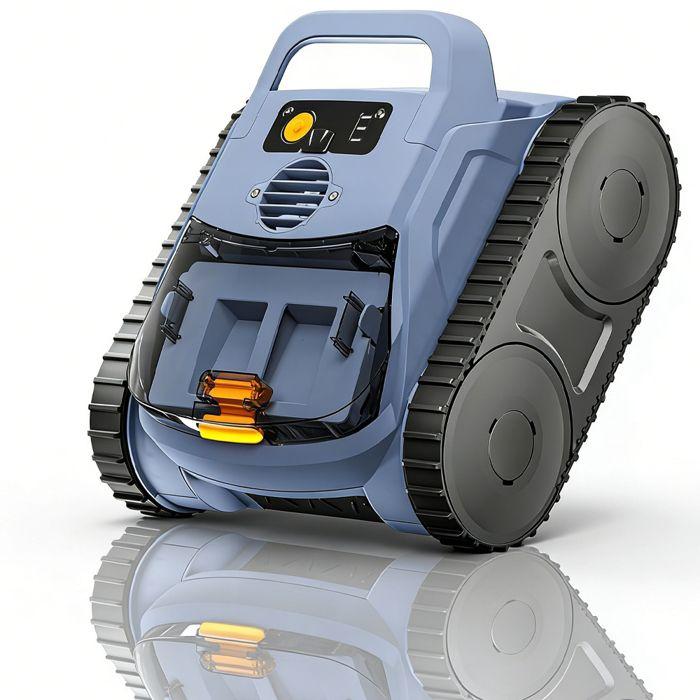 Robot Piscine Sans Fil, Nettoie Sol/Parois/Ligne d’eau 180Min&200m² Aspiration Puissante, Filtration Ultra-Fine, Auto-Stationnement