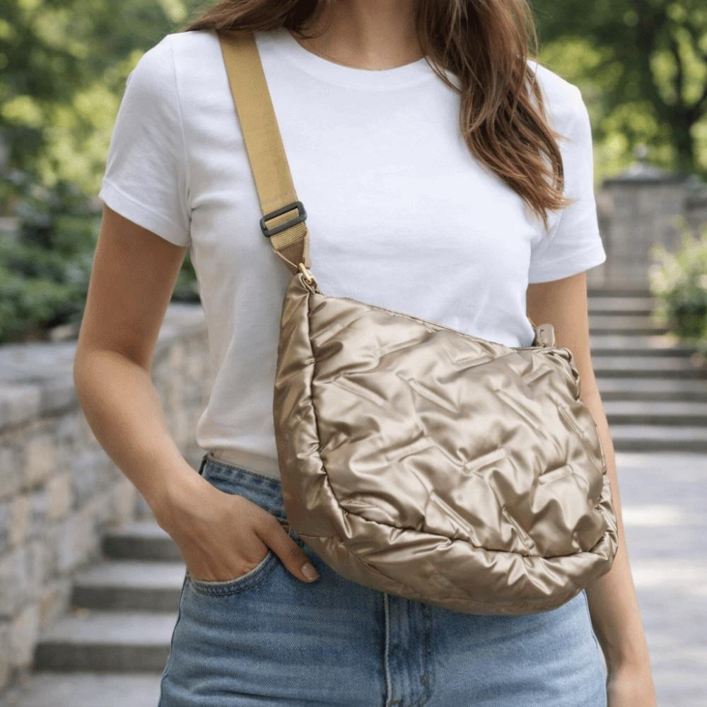 Large Capacity Crossbody Bag Korean Style Nylon Handbag Bright Space Cotton Tote Bag  Autumn Winter