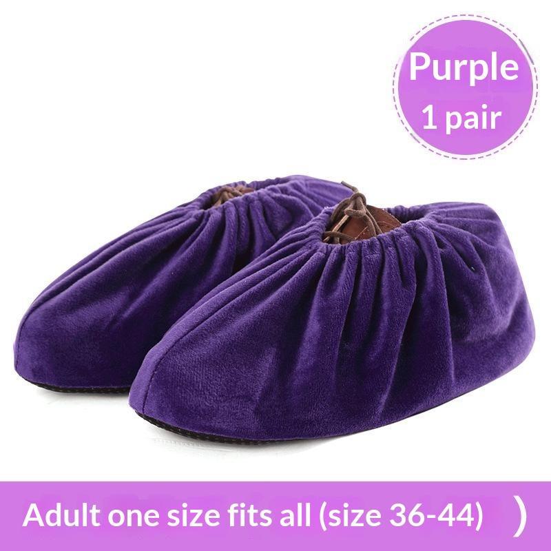 Thick Flannel Shoe Covers 1 Pair Portable Reusable Non-slip Overshoes for Travel Hotel Indoor Foot Protection