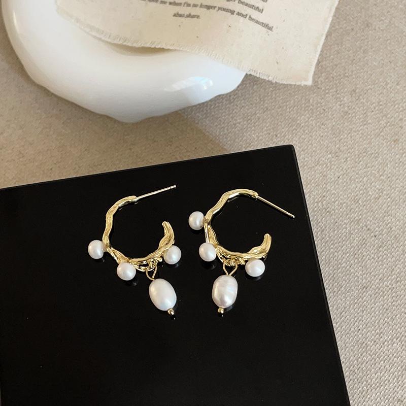 

Французские ретро геометрические серьги с пресноводным жемчугом для женщин - Высококлассные, изысканные и универсальные.