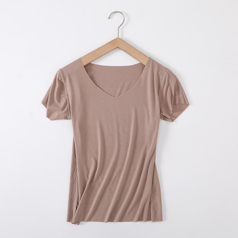 

Summer Short Sleeves Tops Sexy Women Basic Tees Tops Cropped Blouse Tshirt #2Khaki,XL