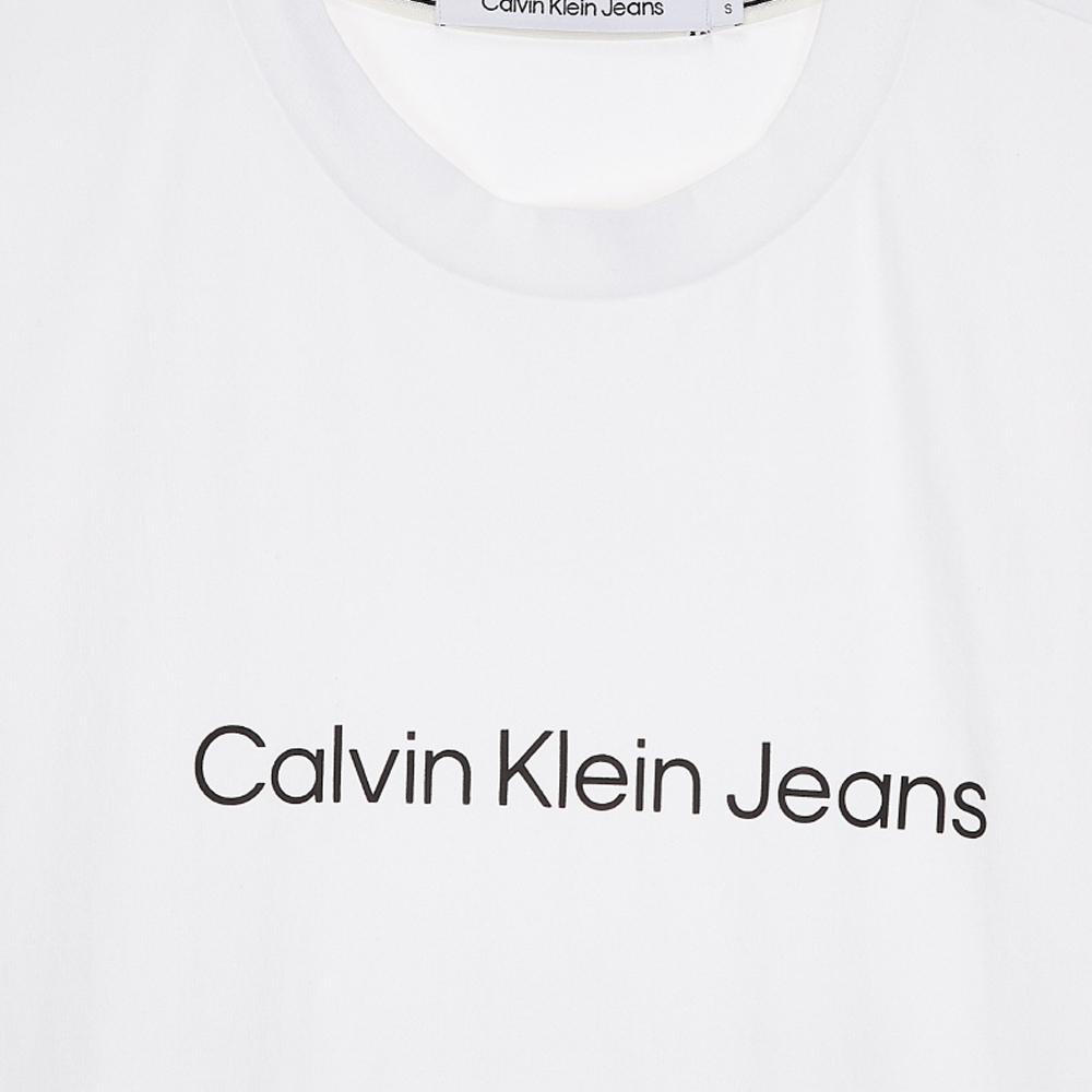 Calvin Klein Letter Print Crew Neck Short Sleeve T-Shirt Women Tops White J218909-YAF