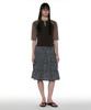 Partimento Woman Pwc Lace Trim Tiered Midi Skirt_Navy Check