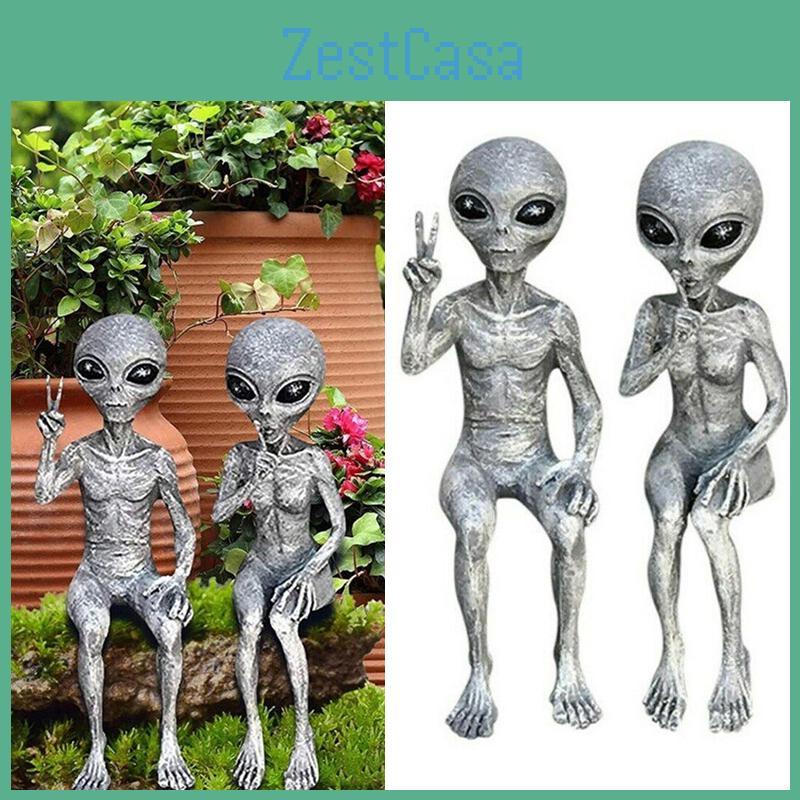 Space Outer Alien Garden Statue Figurine Ornaments Home Yard Decor Sculpture