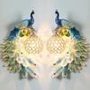 Nordic Retro Dual Color Peacock Wall Lamp Creative Gold White Lamps LED Crystal Metal Light Corridor Decoration