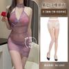 erotic underwear deep breast cheongsam set, pure desire purple sister suspender skirt dating couple flirt