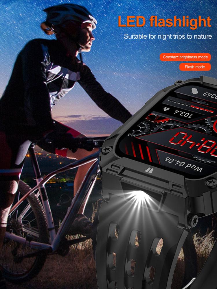 Nové hodinky s ultra dlouhou výdrží 1000 mAh 1,95" AMOLED displej BT volání Chytré hodinky Muži Venkovní Svítilna Sportovní Fitness náramek Muži