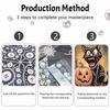 Halloween Black Cat Pumpkin Pearl Painting Art Full Pearl Handmade Diy Home Decorations