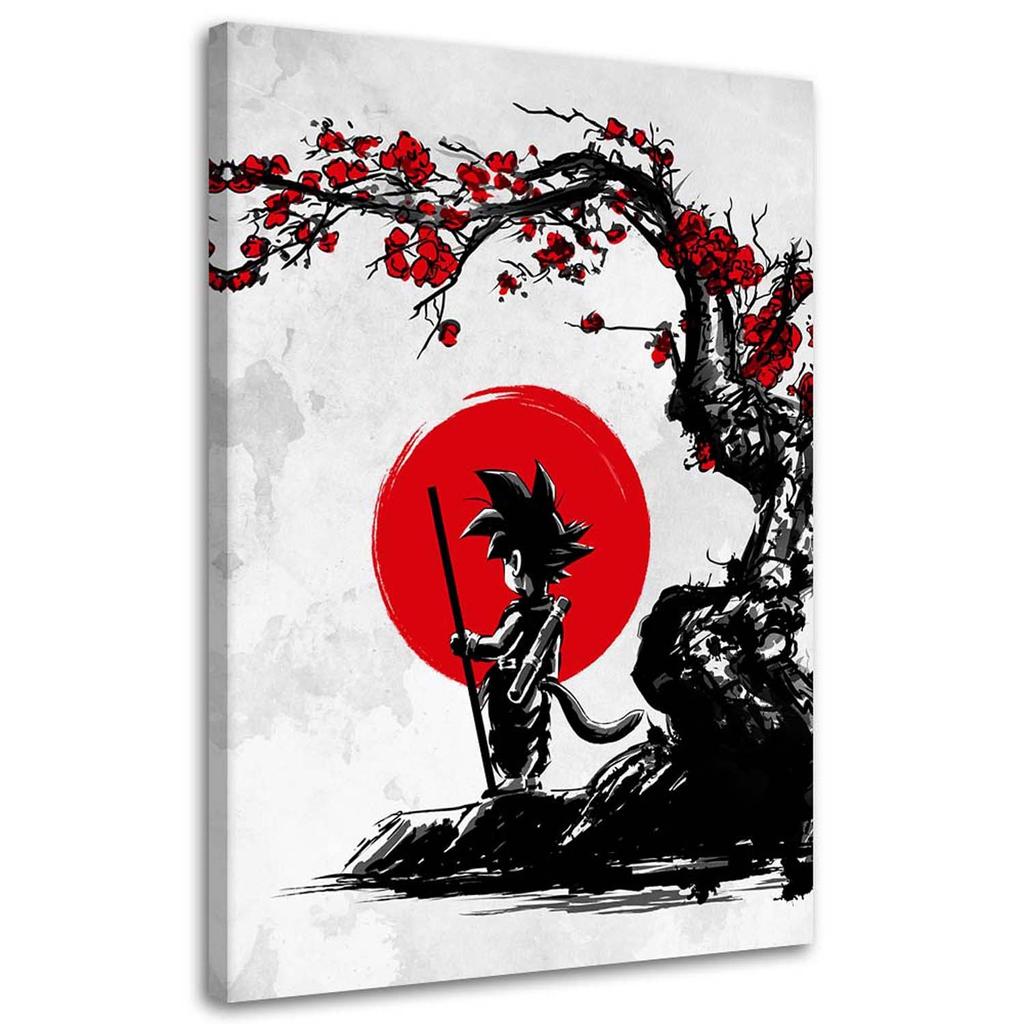 Canvas Print, Goku and the Red Moon Anime