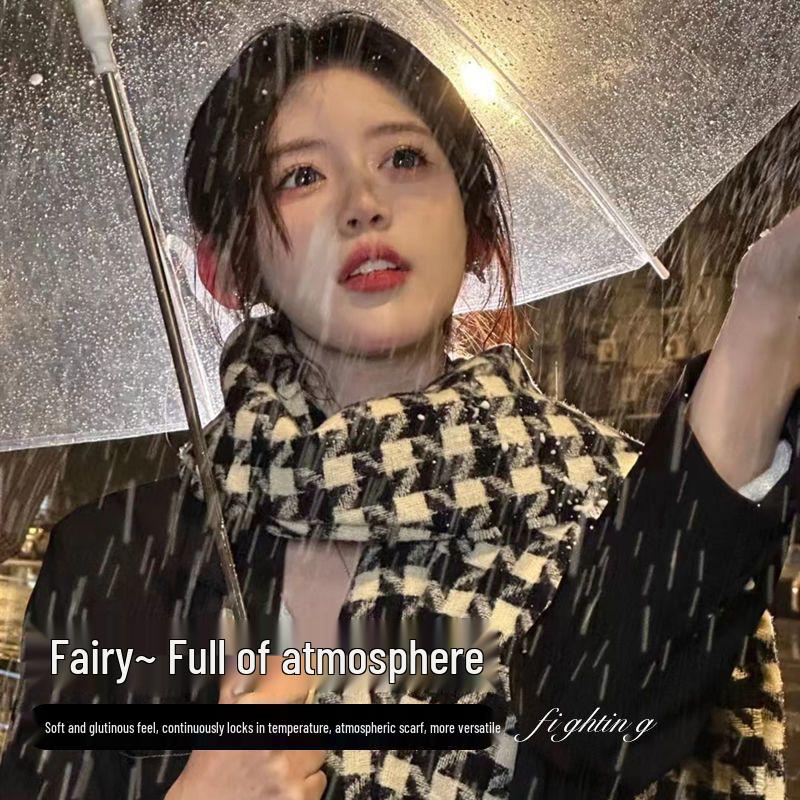 Korejský styl kohoutí stopa párová šála: Zimní zesílená teplá šála s nováčkovskou slevou