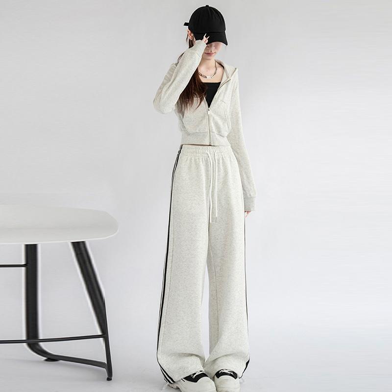 Женские свободные полосатые спортивные брюки осень-зима повседневные брюки с высокой — фото 7