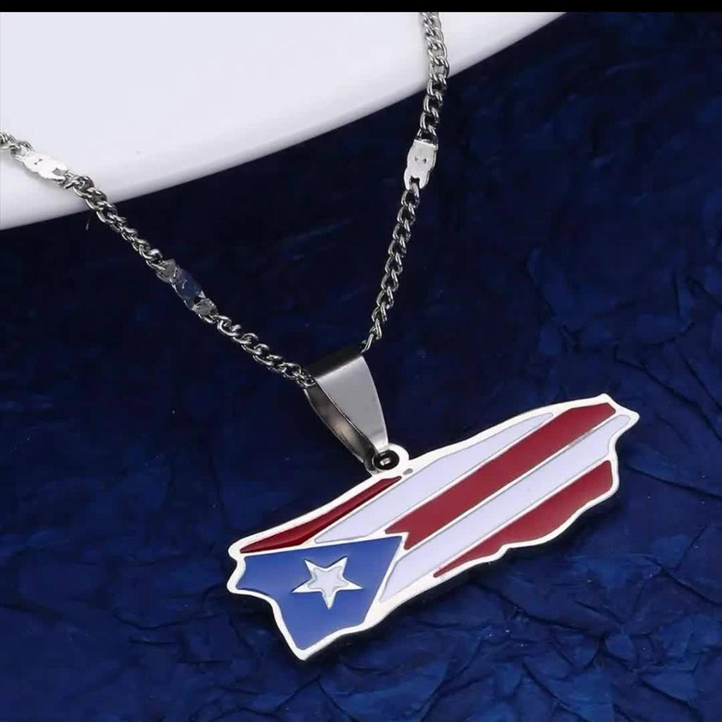 [1pc Stainless Steel Necklace] 1pc Trendy Stainless Steel Necklace | National Flag Pendant, Souvenir Gift for Independence Day, Hip Hop Style Vacation