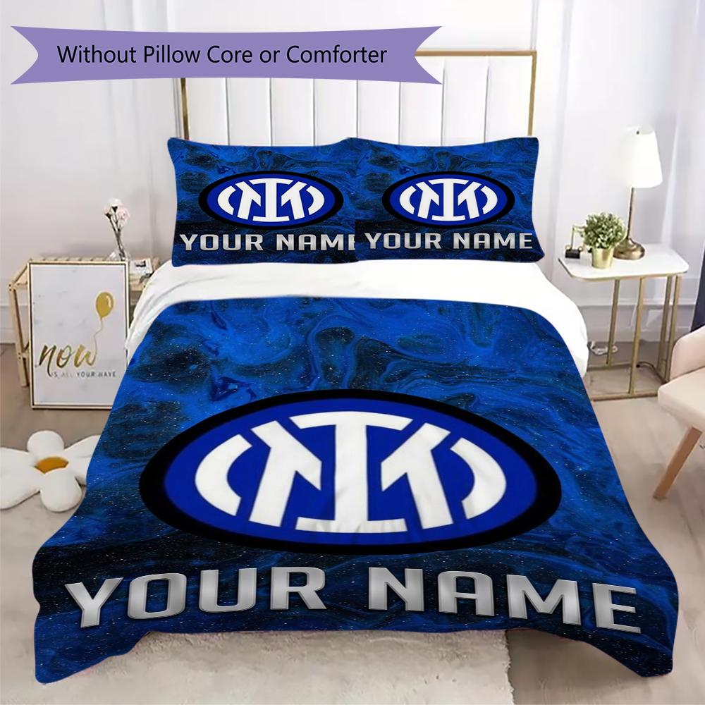 Biancheria da letto Inter Milano con nome personalizzato, Set piumone Copripiumone Federa Regalo di compleanno per la casa(1 * copripiumino + 2 * federa, senza nucleo)_xia