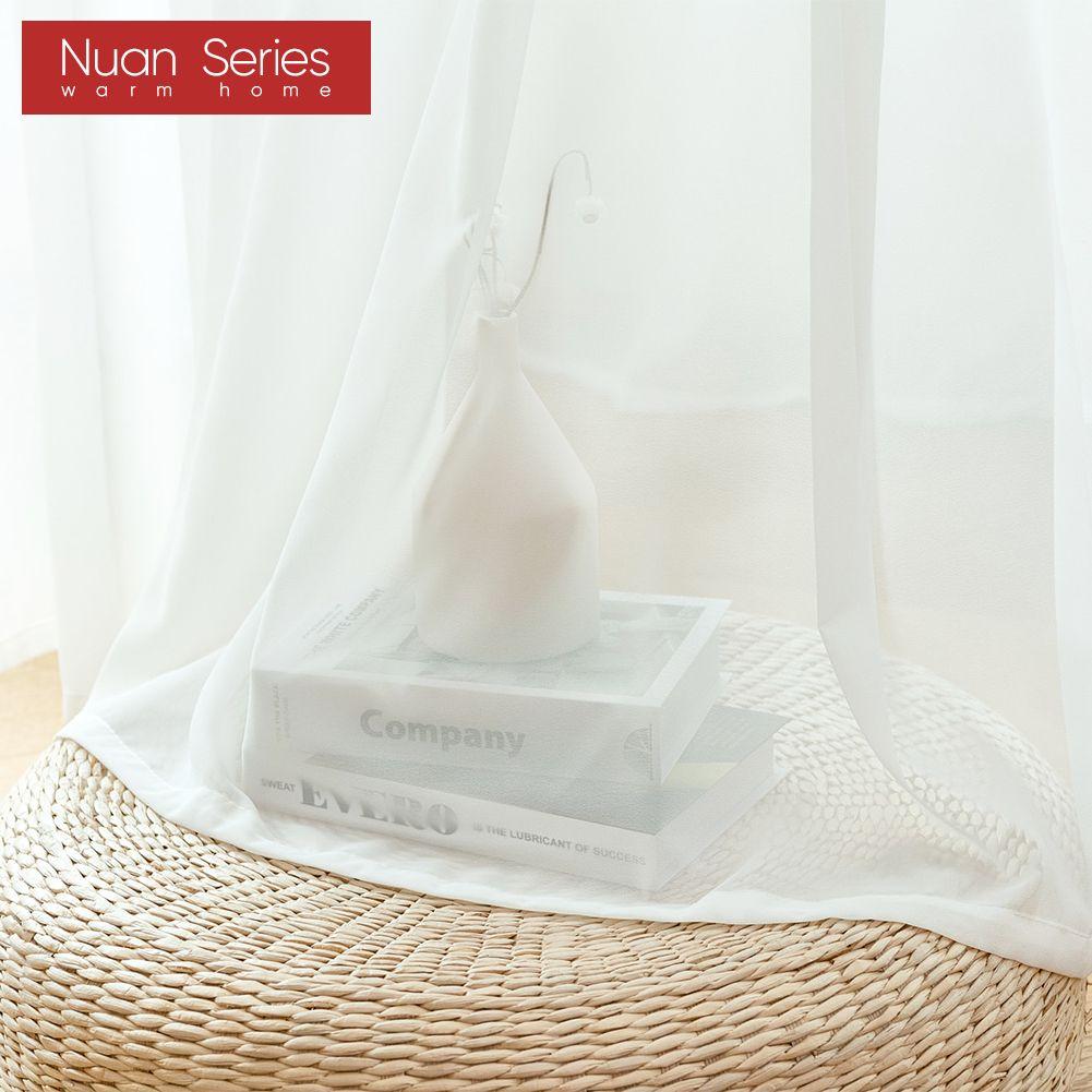 1 szt. Seria Nuan biała zasłona tiulowa styl skandynawski przezroczysta zasłona do sypialni poliestrowa tiulowa dekoracyjna zasłona okienna