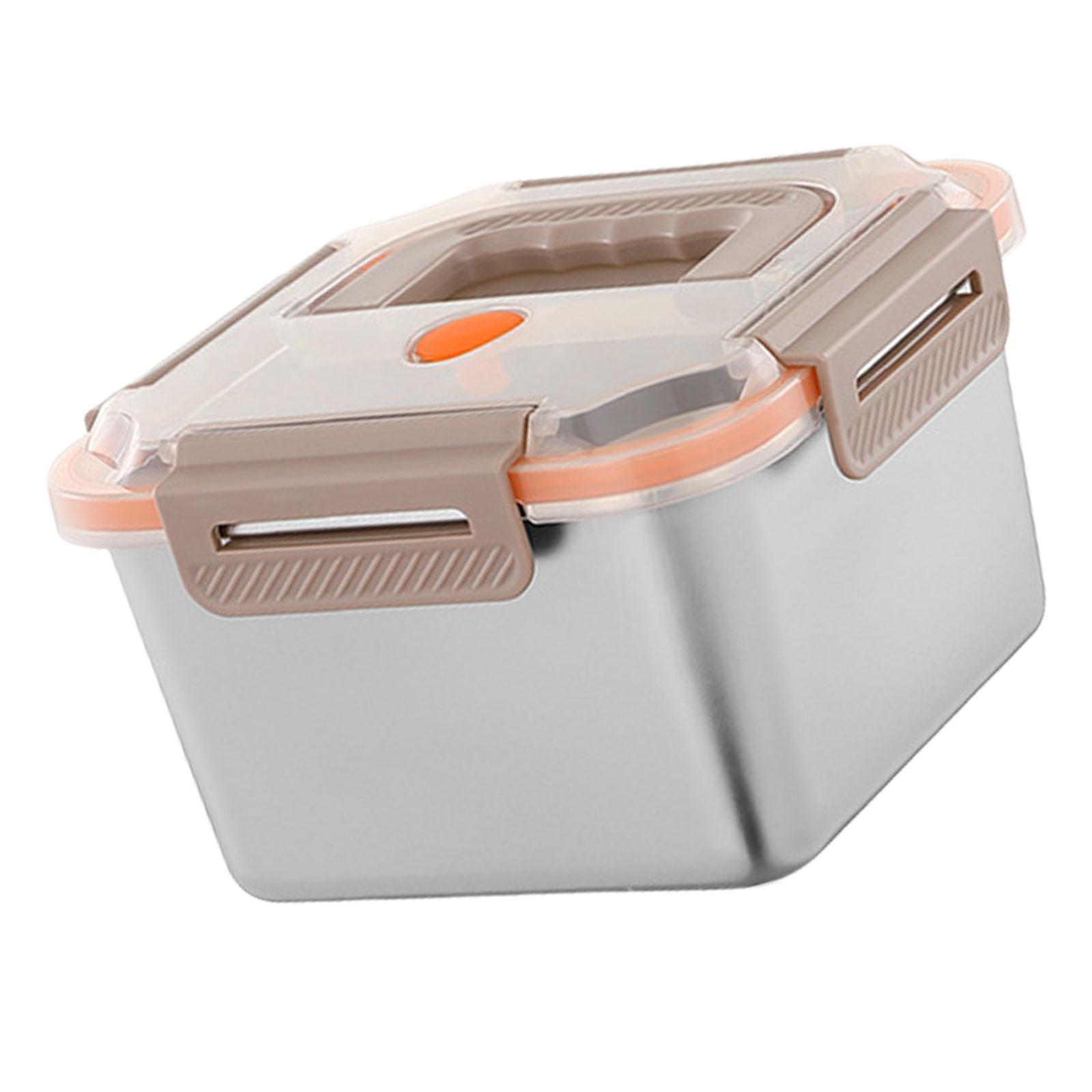 

Spacious Stainless Steel Food Storage Container Multipurpose Household Lunch Box Handheld Crisper with See Through Lid L