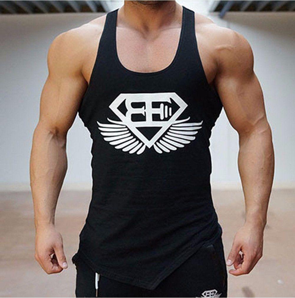 Stylish Polyester Fiber Men's Vest Moisture-wicking Slim Fit Gym Tank Top For All Seasons