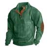 Men's Corduroy Button-Up Stand Collar Long Sleeve Sweatshirt