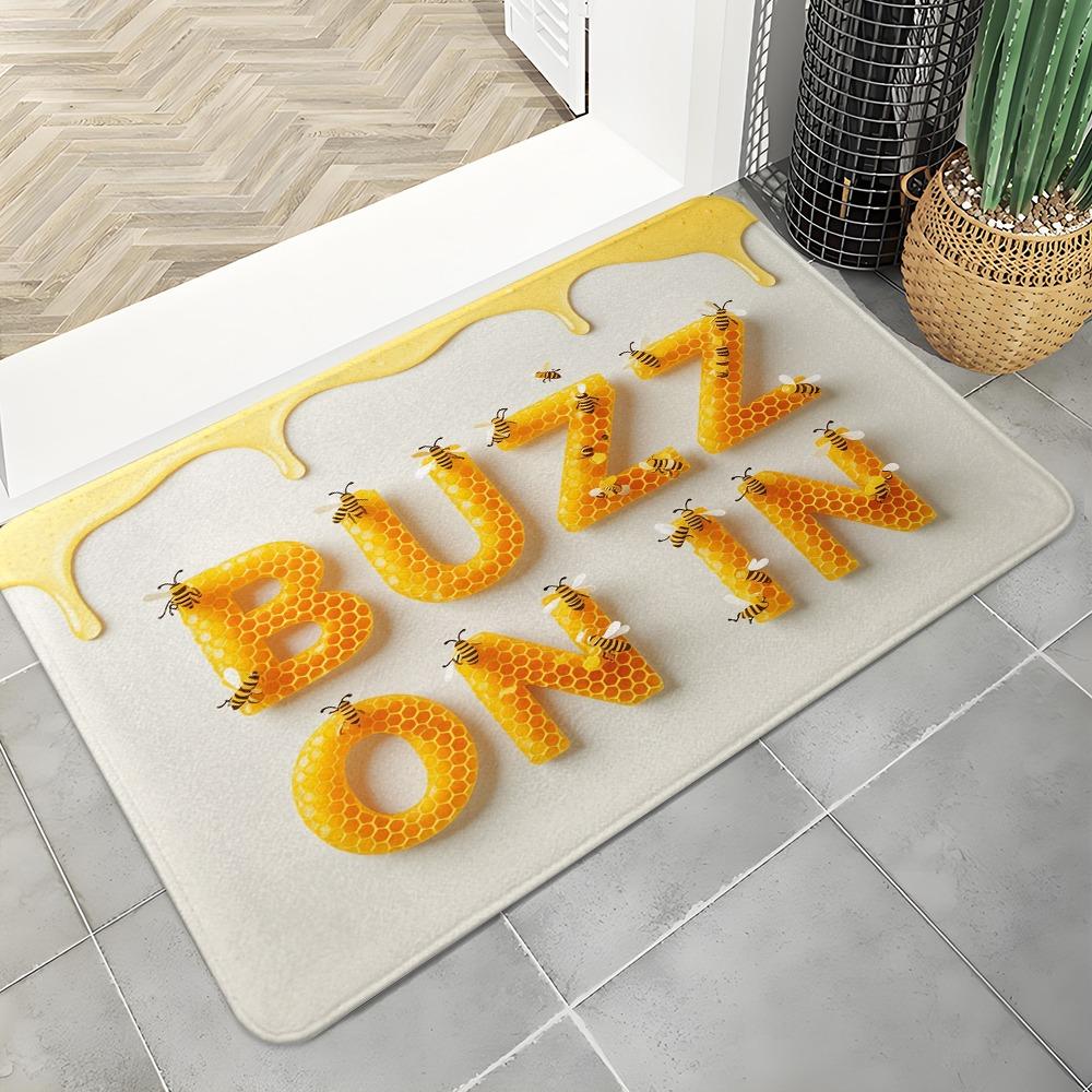 Zoemende Honingraat Deurmat Wasbaar Antislip Vloermat voor Entree Keuken Badkamer Decoratief Bijen Thema Binnen Buiten Mat 40x60cm16x24in