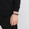 Hip Hop Stainless Steel Interlocking Charms Leather Bracelet for Men Creative Vintage Geometric Woven Bangle Gift Trend Jewelry