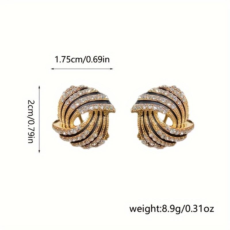 Elegant Vintage Zinc Alloy Stud Earrings with Stainless Steel Post, Geometric Square Design with Rhinestone Accents, Classic Luxury Jewelry for Women