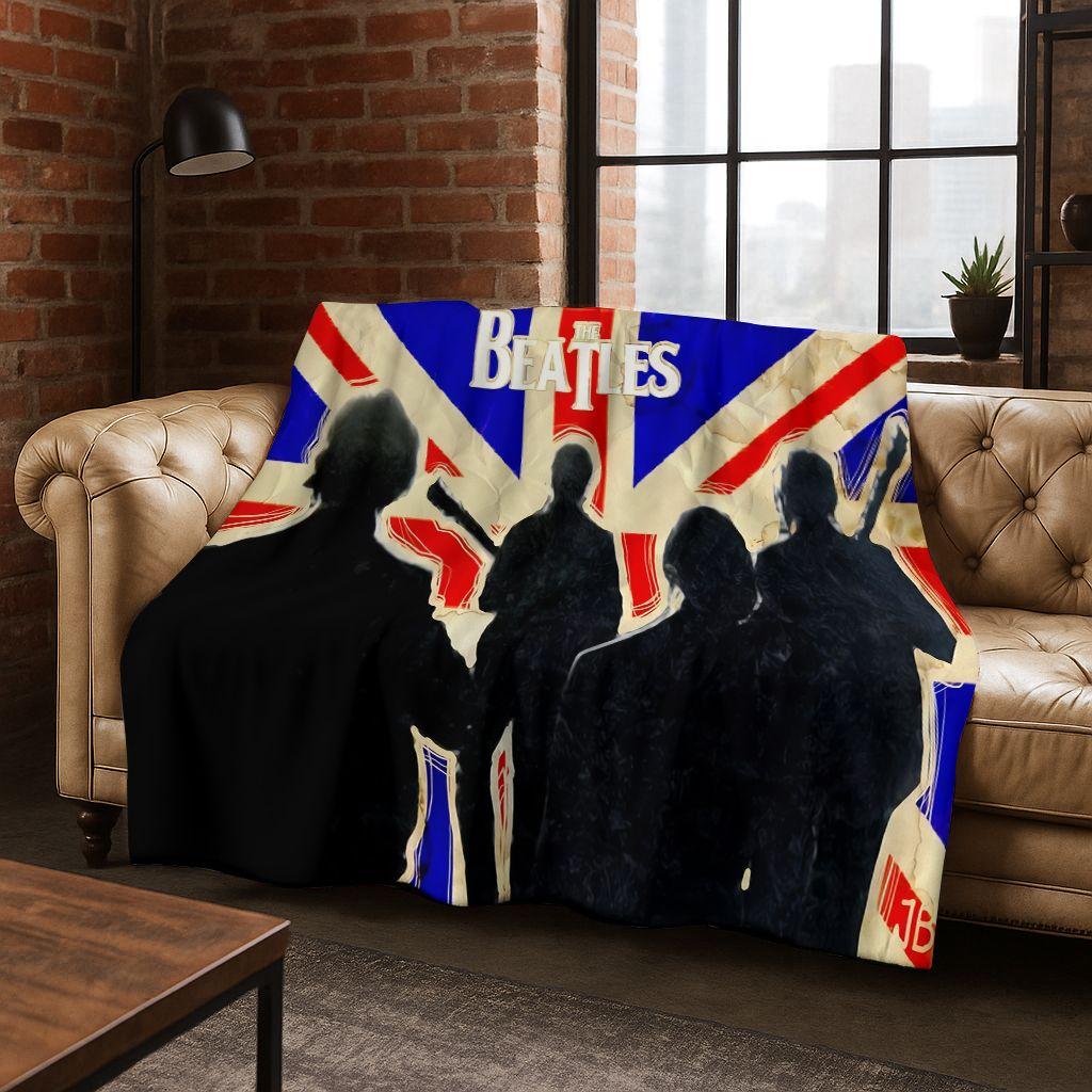 Coperta Flanella 3D B-Beatles Rock Band Star Morbida Calda Plaid per Letto Camera da Letto Soggiorno Viaggio Campeggio Picnic Regalo