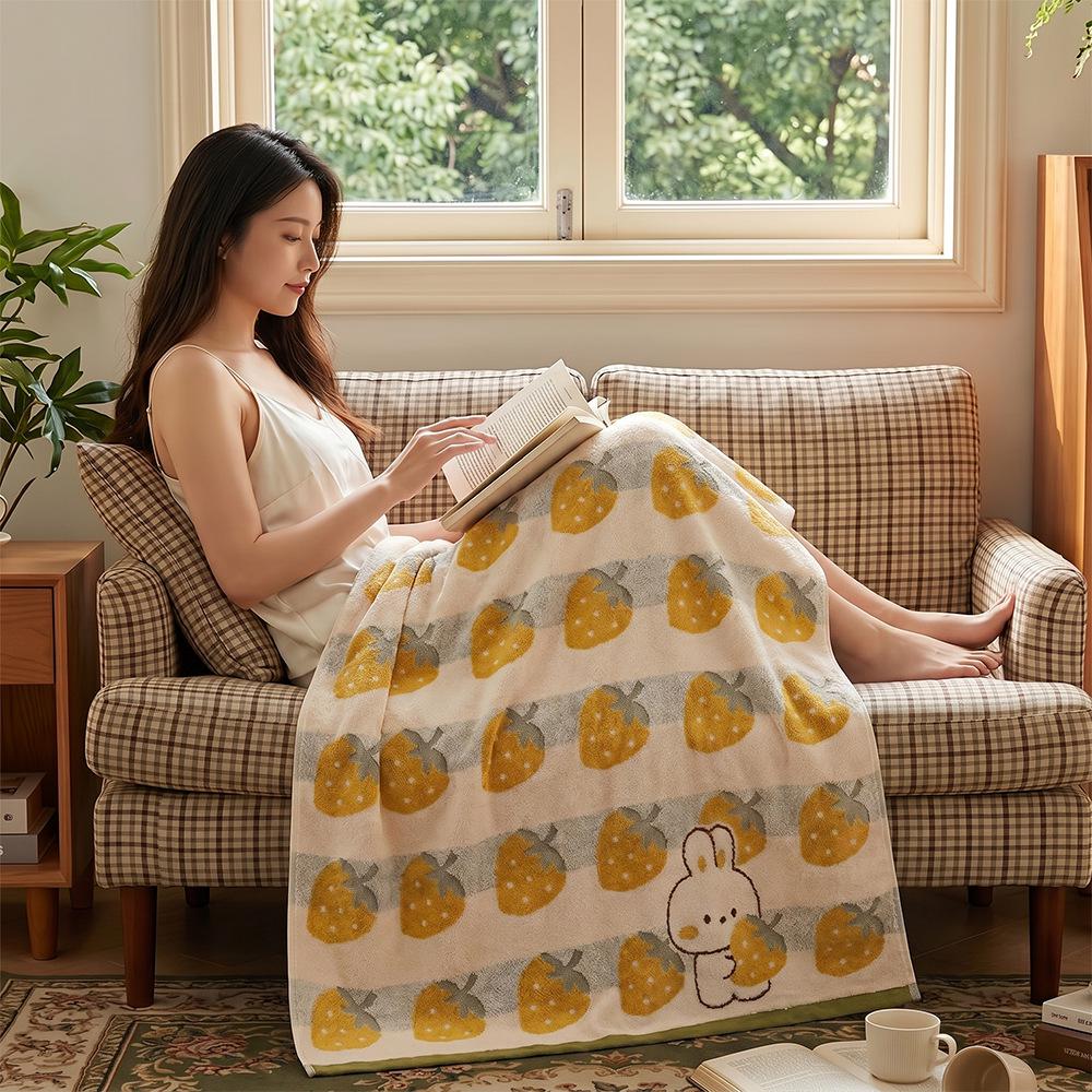 Large Grade A Yarn-Dyed Jacquard Cotton Bath Towel - Thick, Absorbent, Adult Style