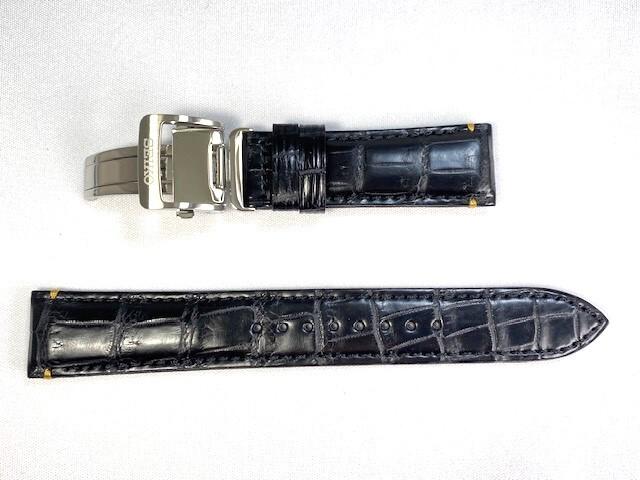 L0E5011J9 SEIKO Presage 20mm Leather Strap with Crocodile for via Buckle, Black, SARD011/ 6R24-00F0 (Ships Nekoposu)