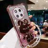For Honor Magic 7 6 5 4 Lite 3 Pro Plating Four Corners Anti-fall Silicone Soft Case Mirror Rabbit Stand Clear Bead Chain Cover