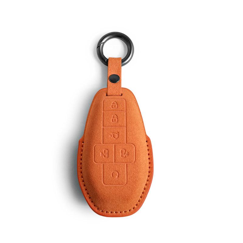 Suede Key Cover for 25 Denza D9: Protective Shell with Buckle, High-End Interior Accessory.