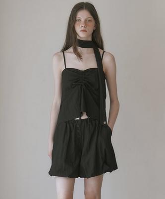 Mosyupamosyu Wrinkle Shirring Sleeveless [Black]