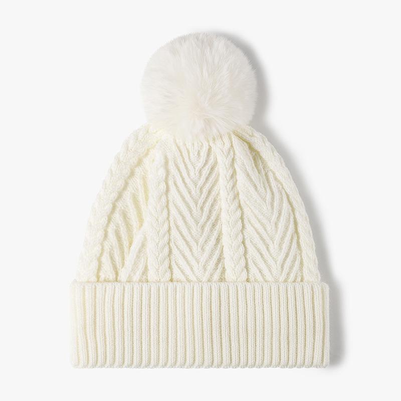 

New Cool Autumn Winter Acrylic Warm Women Thick Beanie Hat Lady Female Solid Color Knitted Pompom Skullies Beanies Cap For Women One Size белый